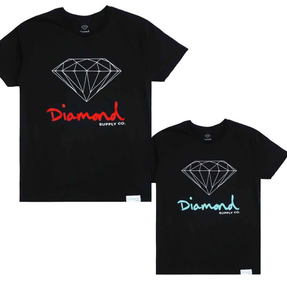 Diamond Supply Co. Mens COMBO 2 OG Diamond Print Classic T Shirts